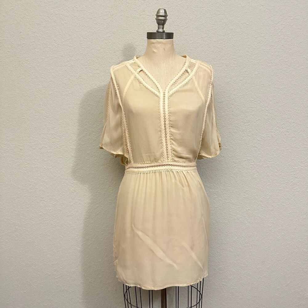 MAGALI PASCAL Theodore Mini Dress Blush Silk Chiffon Sheer Preppy NWT